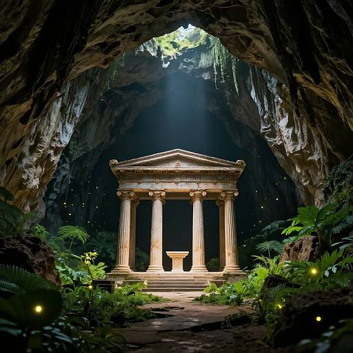 Ancient Greek Altar in Mystical Cave