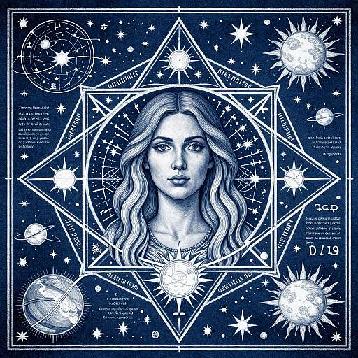 Mystical Woman with Celestial Symbols