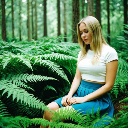 Romantic Forest Scene with Woman in Blue