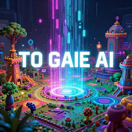 Vibrant digital artwork of a neon-lit, futuristic garden with glowing 