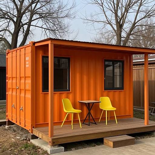 Cozy Orange Shipping Container Tiny Home
