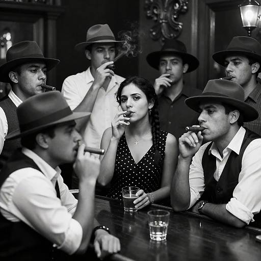 Vintage Bar Scene in Black and White