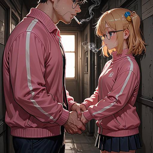 Muscular Male and Stylish Female Handshake