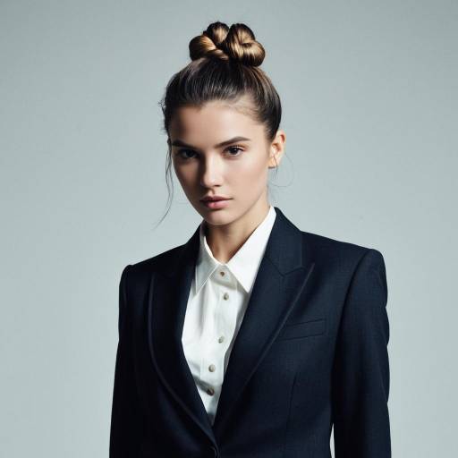 Fashion Model with Knotted Bun Hairstyle in Tailored Suit Fashion Model with Knotted Bun Hairstyle in Tailored Suit