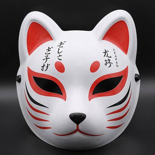Fox Mask Art with Japanese Calligraphy