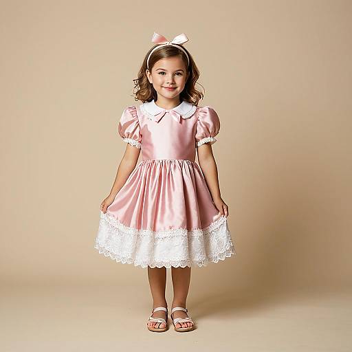 Young Girl in Pink Satin Dress