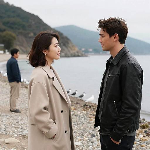 Intense Connection on a Pebbly Beach