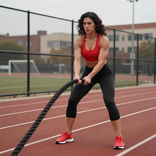 Muscular Woman Exercising on Track