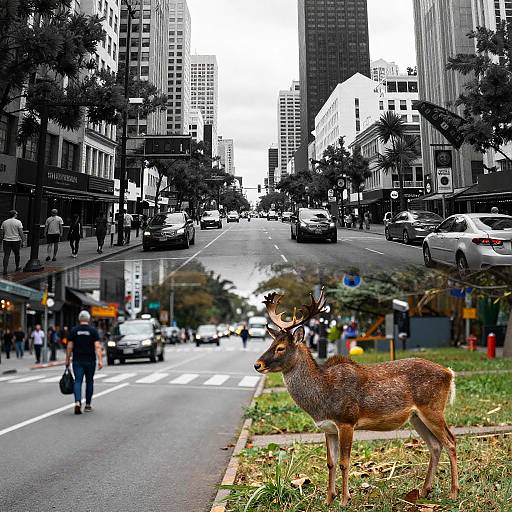 Urban and Wildlife Double Exposure