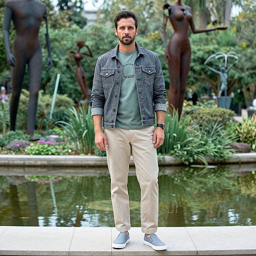 Stylish Man in Sculpture Garden