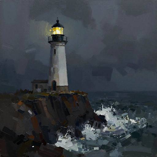 Abstract Stormy Lighthouse Scene
