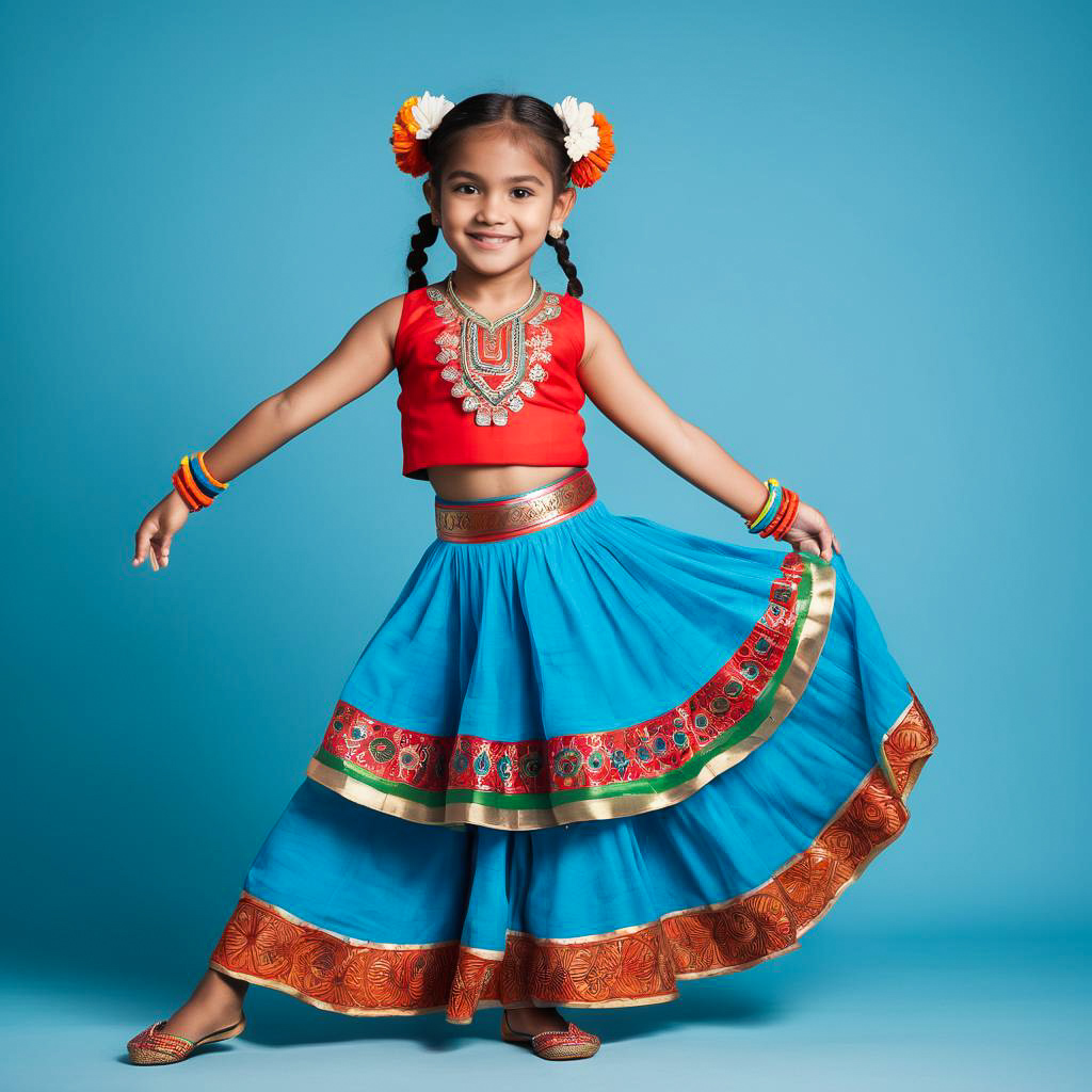 Excited Girl in Traditional Navratri Outfit