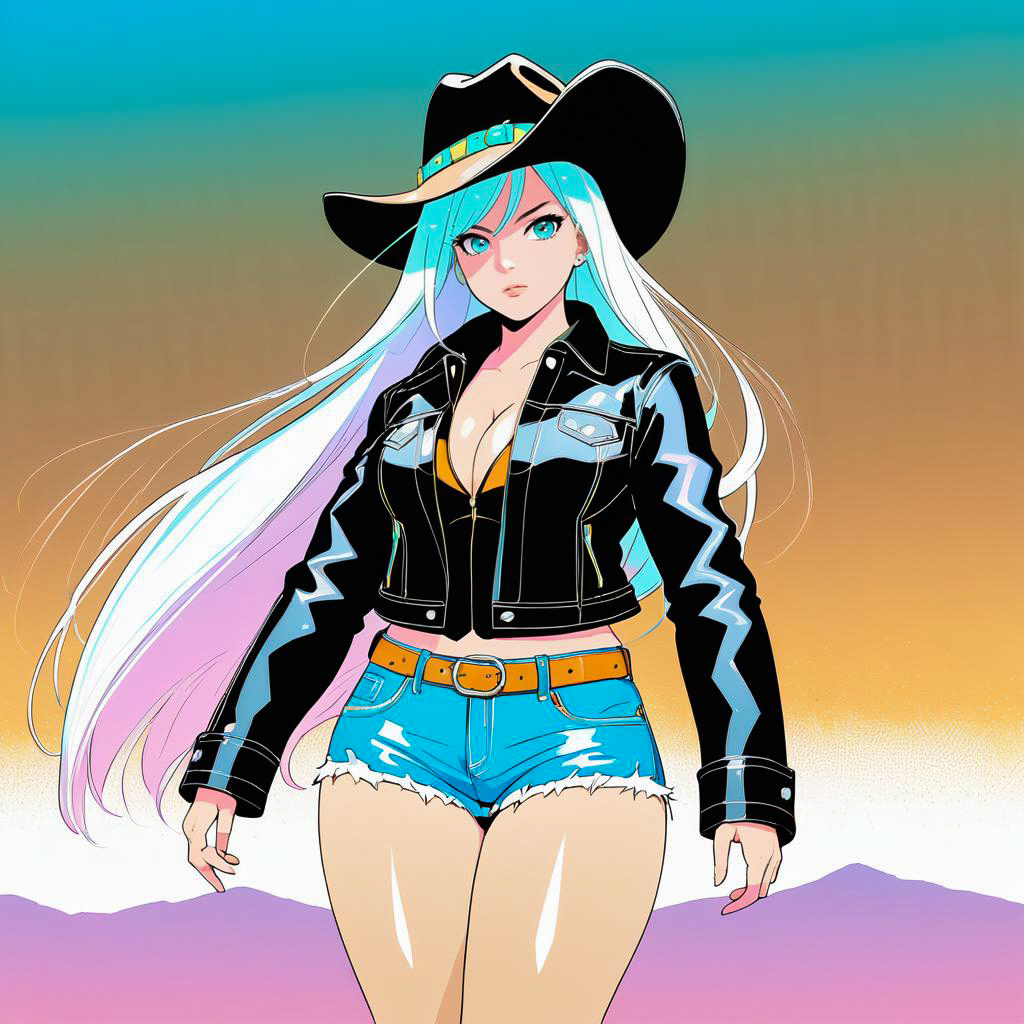 Determined Cowgirl in Cel-Shaded Style