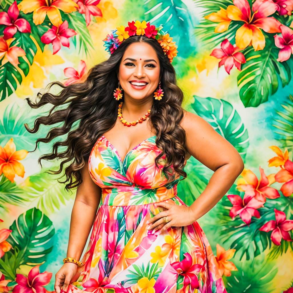 Vibrant Hawaiian Hula Dancer Photo Shoot