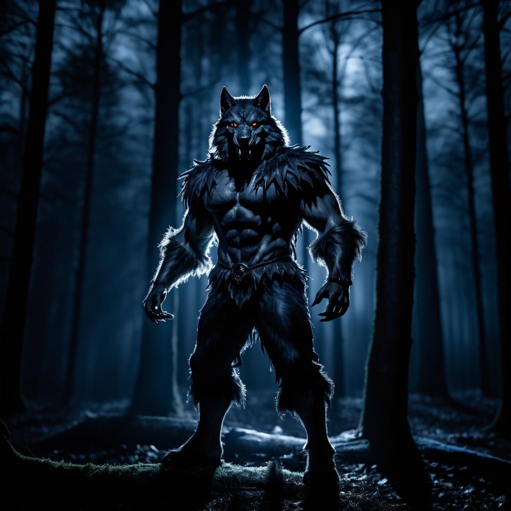 Detailed Werewolf in Moonlit Forest