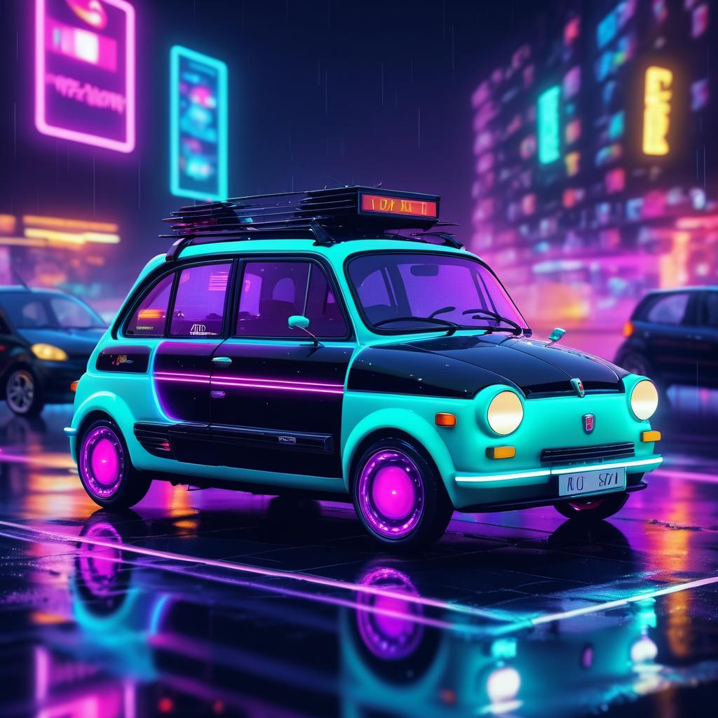 Retro-Futuristic Night Ride in the City