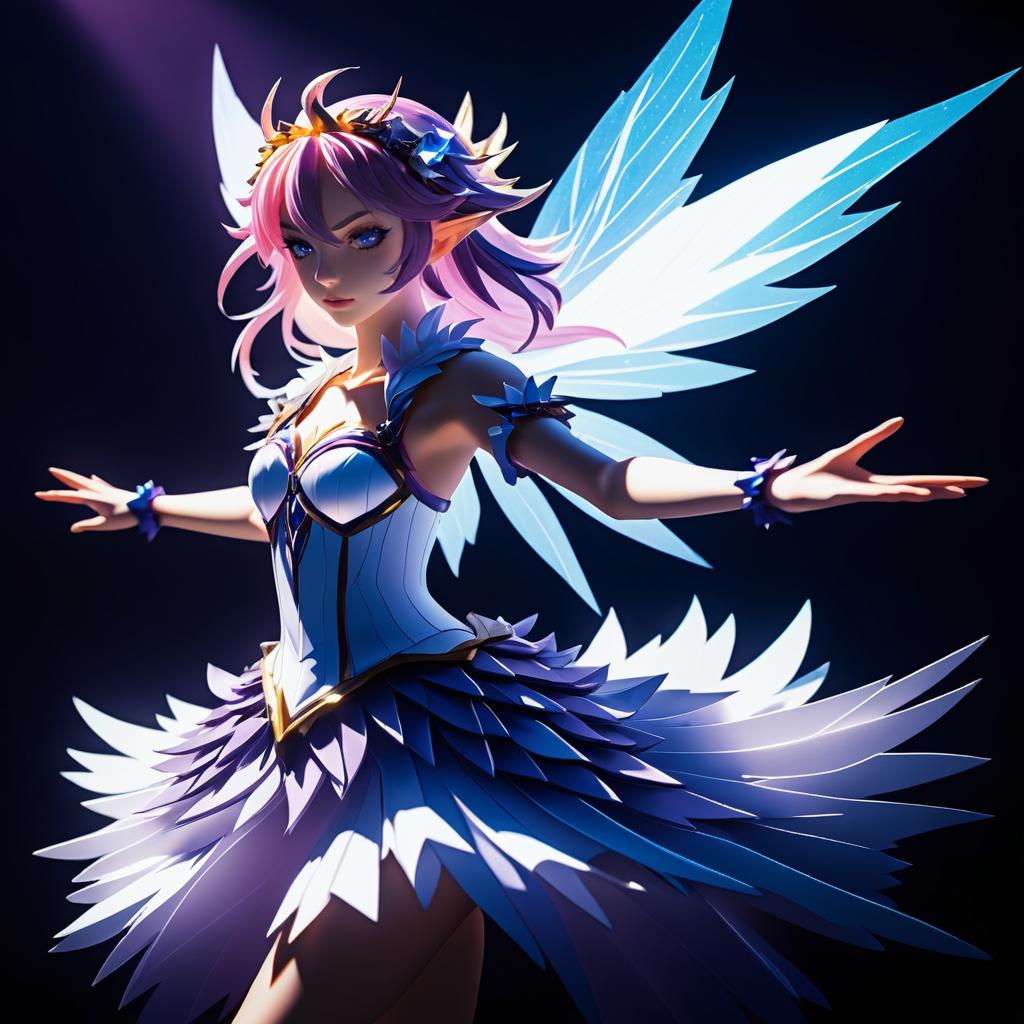 Dynamic Pixel-Art Anime Fairy Illustration