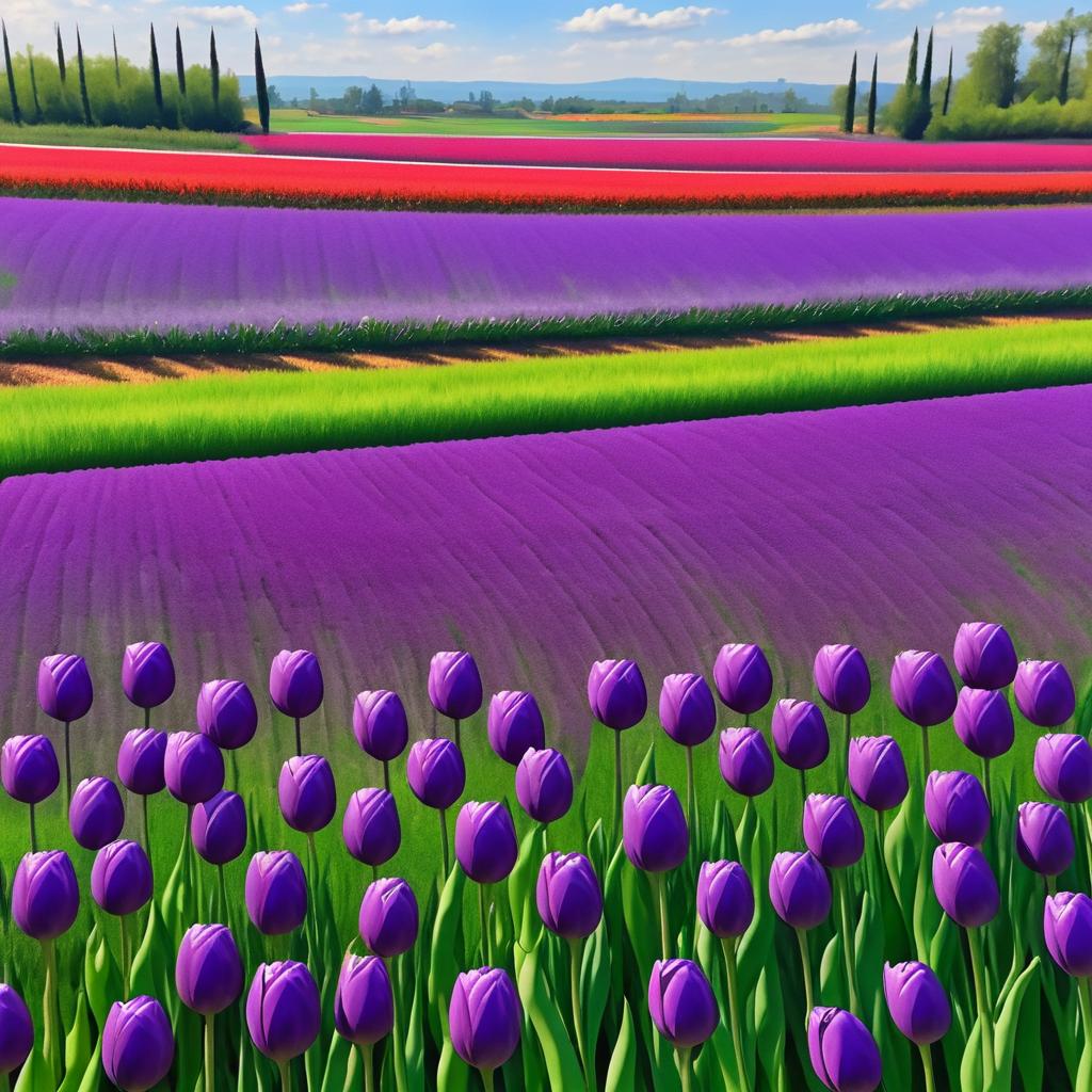 Modernist Tulip Fields in O'Keeffe Style