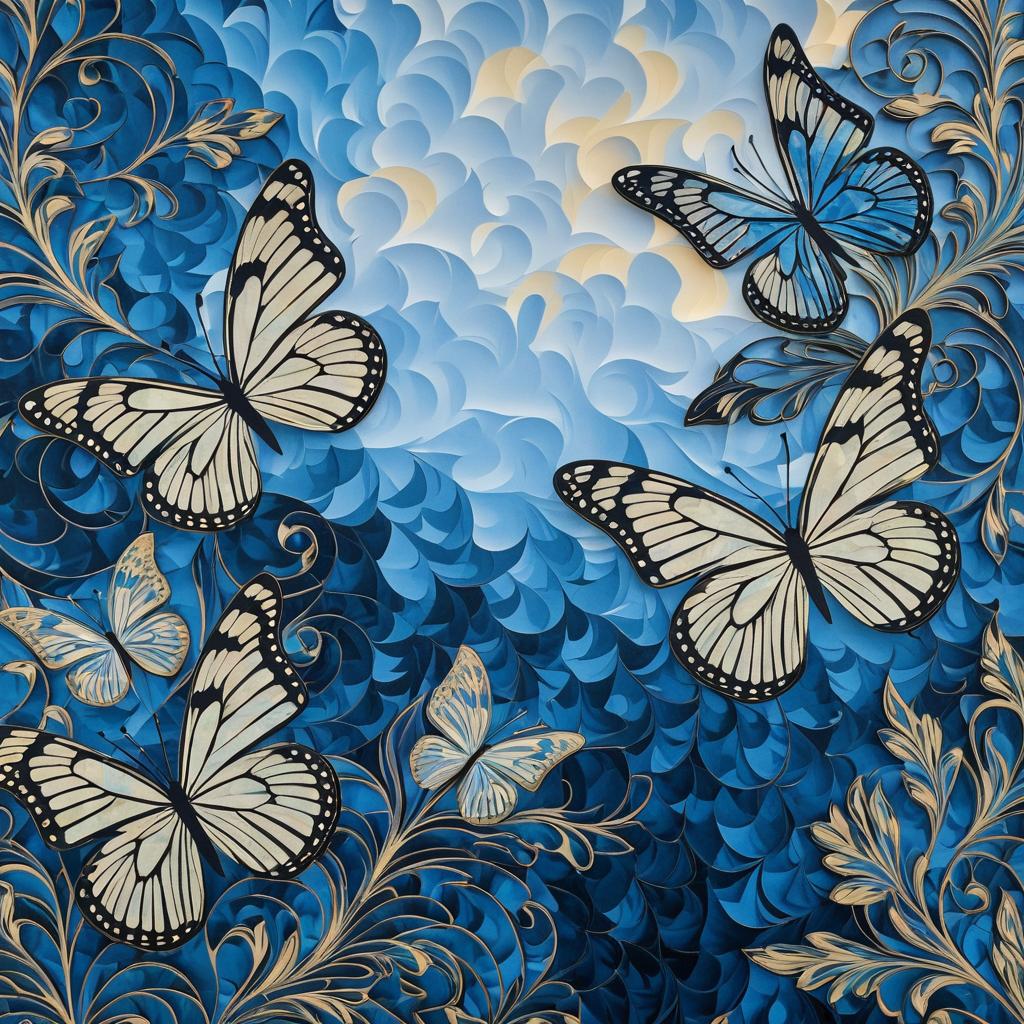 Monet-Inspired Butterfly Wallpaper Art