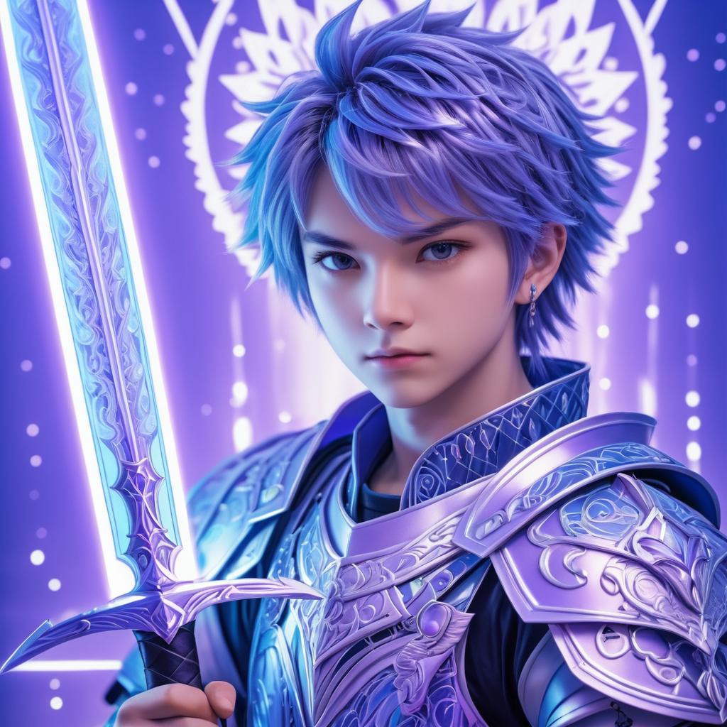 Anime Warrior with Glowing Sword Portrait