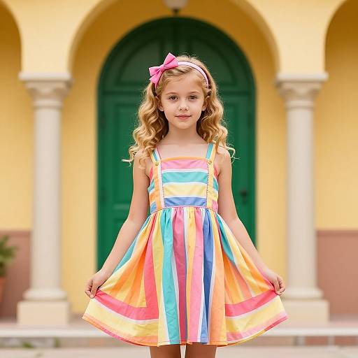 Young Girl in Colorful Sundress Portrait