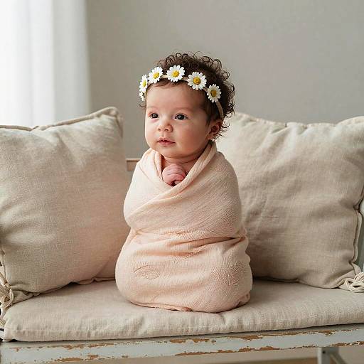Newborn Girl on Vintage Bench