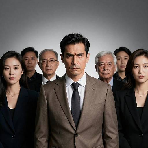 Serious Man Surrounded by Observers