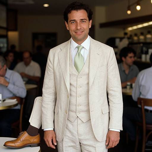 Man in Soft Pastel Three-Piece Suit