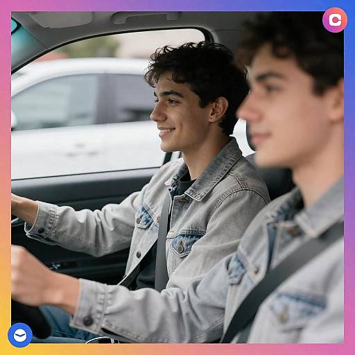 Smiling Driver Portrait with Social Border
