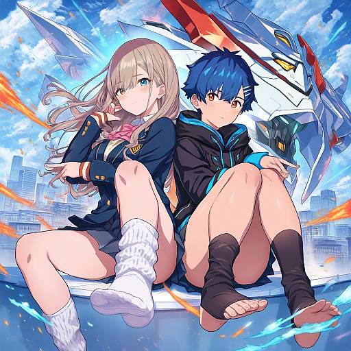 Illustration of Asanaka yomogi, gridman universe in the style of Nidy