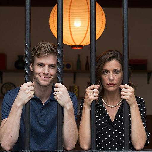 Couple Behind Twisted Metal Bars