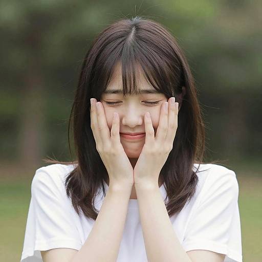 Embarrassed Smile of a Japanese Beauty