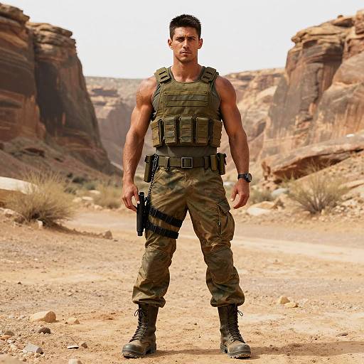 Photorealistic Muscular Jaguar Soldier