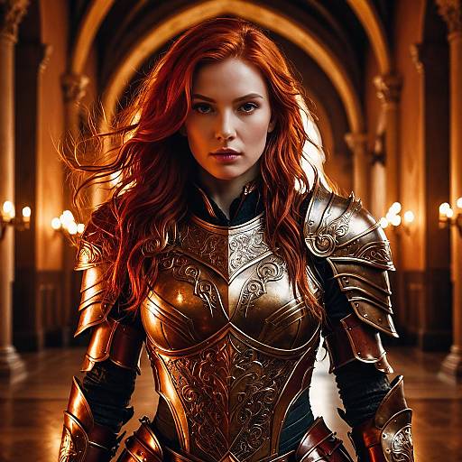 Fierce Woman in Bronze Armor