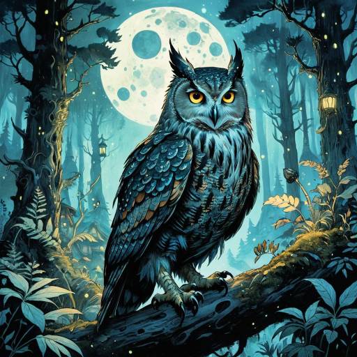 Ethereal Owl Dragon Bard in Enchanted Forest Ethereal Owl Dragon Bard in Enchanted Forest