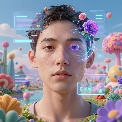 Futuristic Face Blend Art