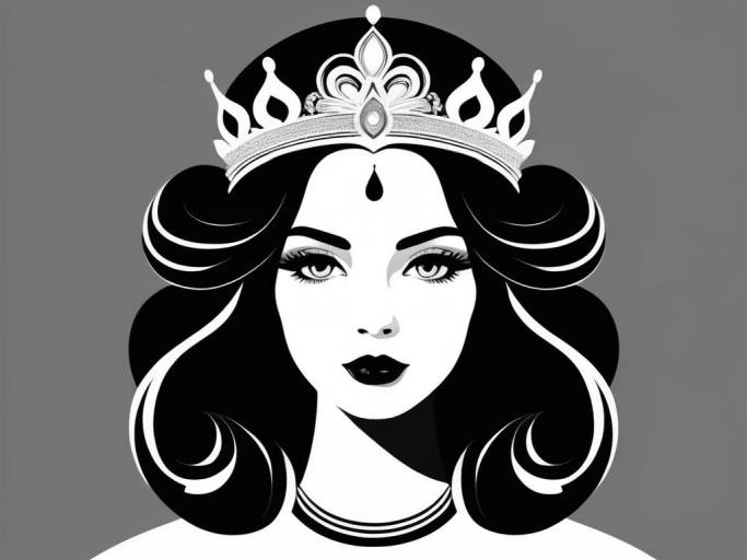 Minimalistic Black and White Princess Portrait