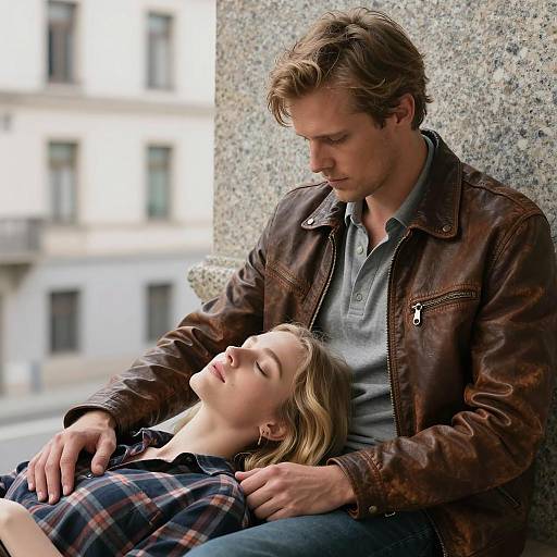 Serene Moment Against Granite Wall