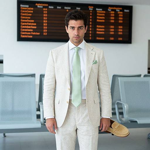 Confident Man in Pastel Linen Suit