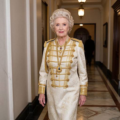 Regal Older Woman in Luxurious Attire