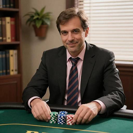 Portrait of a Poker Player in Office