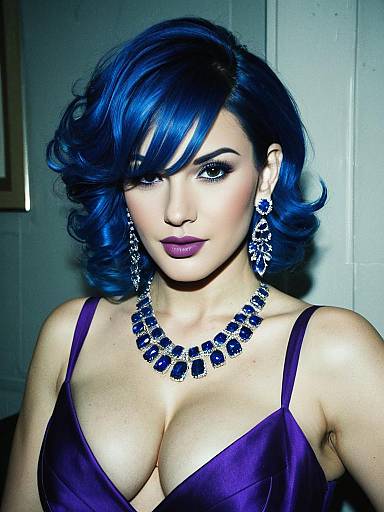 Realistic Blue Drag Hairstyle Portrait