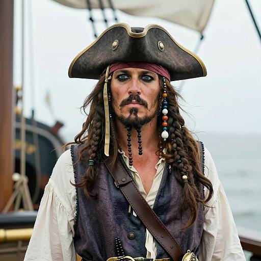 Classic Pirate Portrait on Ship Deck