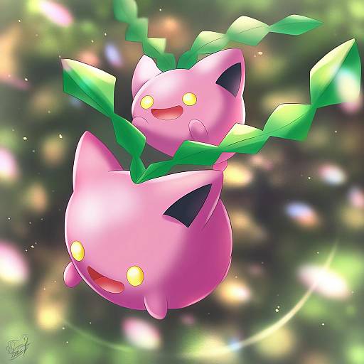 Illustration of Hoppip, pokemon in the style of Nez-box