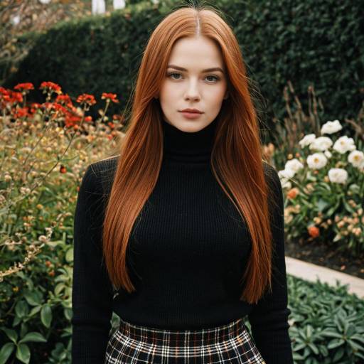 Young Woman with Red Hair in Garden