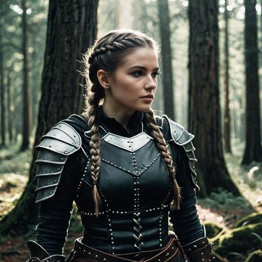 Female Warrior with Braided Hair in Leather Armor