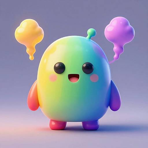 Colorful 3D Rainbow Alien Vaping