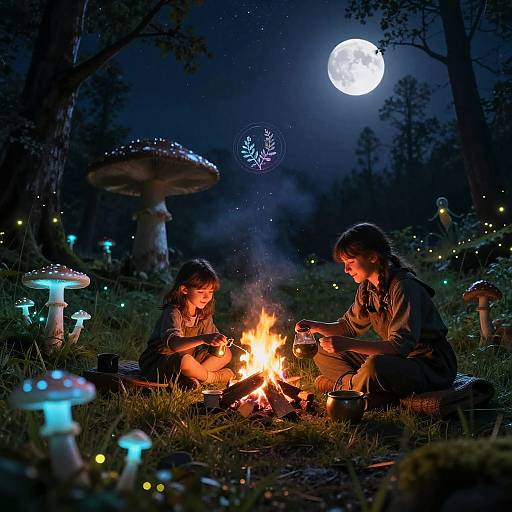 Mythical Nightscape with Herbalist