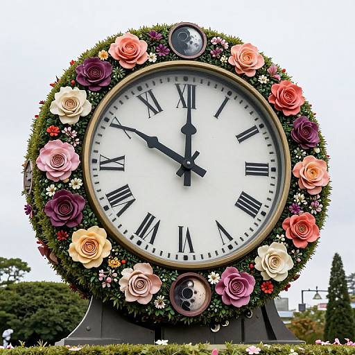 Blooming Clock Faces on Mechanical Hedges