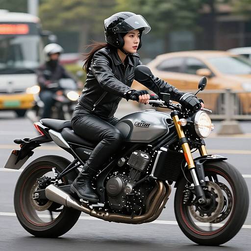 Photorealistic Motorcycle Rider in Leathers